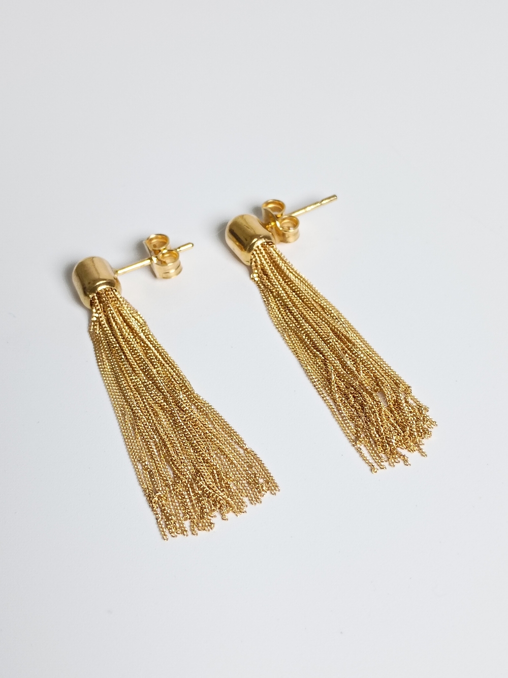 Vintage 18K Yellow Gold Dangle Earrings Double Drop 1.5 Inch 4 Grams Italy 750